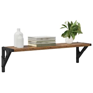 Nástěnné poličky s policí 2 pcs Staré dřevo 60 x 15 x 15,5 cm - obrázek 3