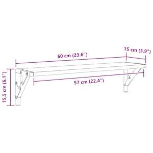 Nástěnné poličky s policí 2 pcs Staré dřevo 60 x 15 x 15,5 cm - obrázek 12