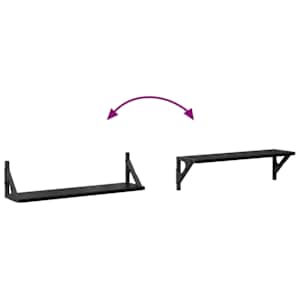 Nástěnné poličky s policí 2 pcs Černý dub 60 x 15 x 15,5 cm - obrázek 10