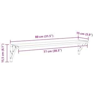 Nástěnné poličky s policí 2 pcs Staré dřevo 80 x 15 x 15,5 cm - obrázek 12