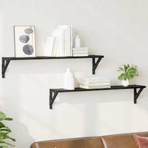 Nástěnné poličky s policí 2 pcs Černý dub 80 x 15 x 15,5 cm - obrázek 1
