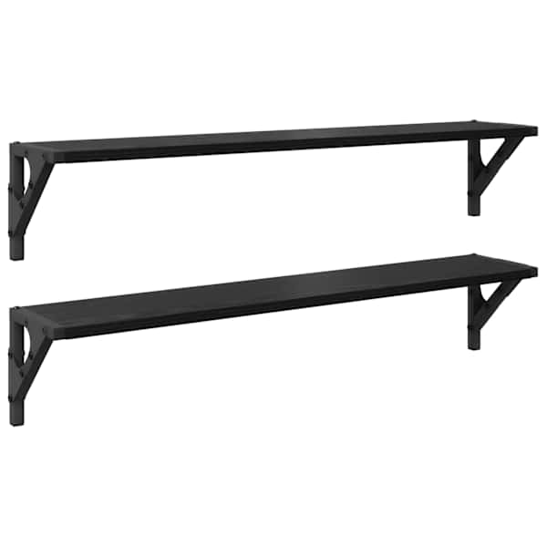 vidaXL Seinakarbid Seinale kinnitav 2 tk Must tamm 80 x 15 x 15,5 cm