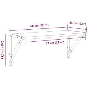 Nástěnné poličky 2 ks Černý dub 60 x 25 x 25,5 cm - obrázek 13