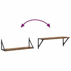Nástěnné poličky s policí 2 pcs Staré dřevo 80 x 25 x 25,5 cm - obrázek 10