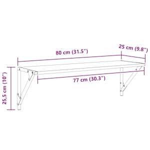 Nástěnné poličky s policí 2 pcs Staré dřevo 80 x 25 x 25,5 cm - obrázek 12