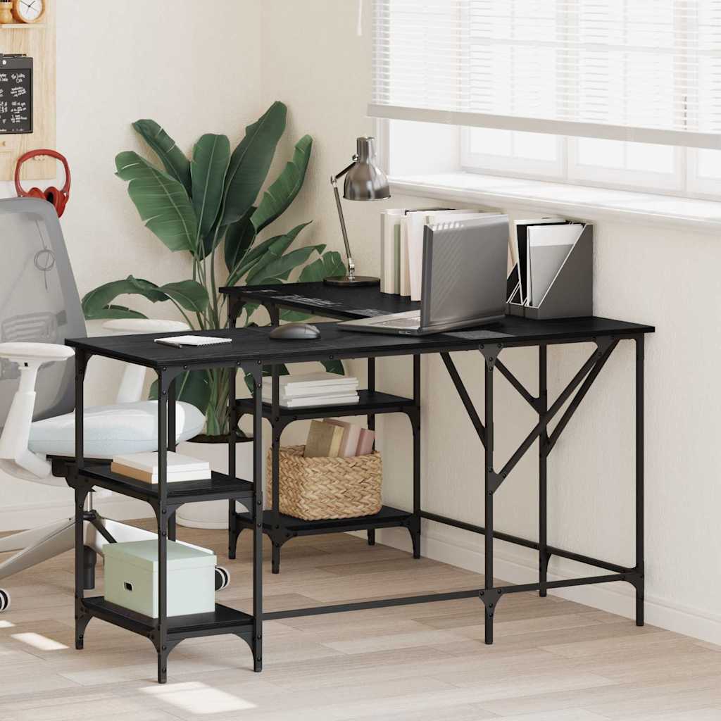 Noptiere dormitor - Birou Stejar Negru 139 x 139 x 75 cm Lemn compozit