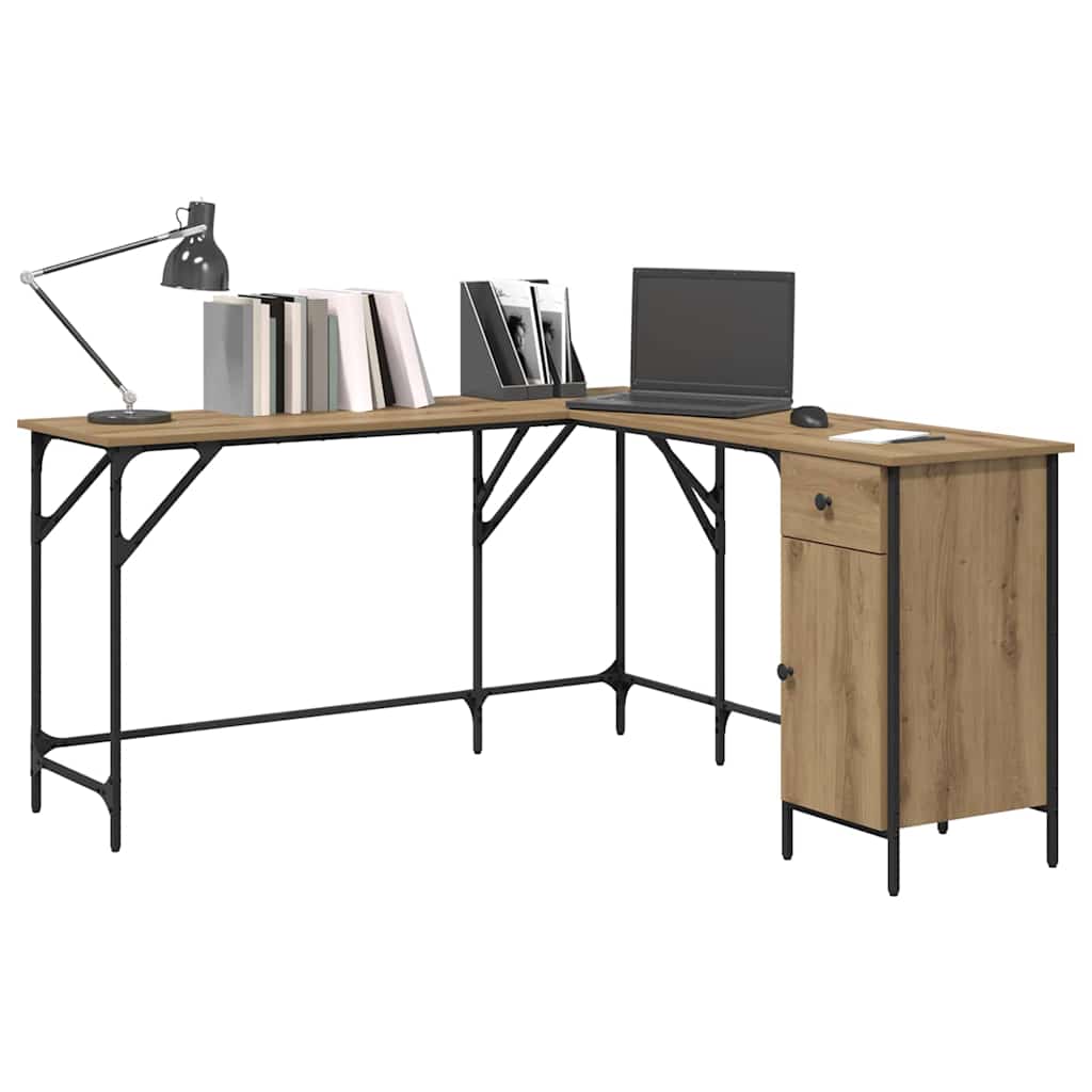 vidaXL Bureau Artisan Eiken 141 x 141 x 75 cm Bewerkt hout