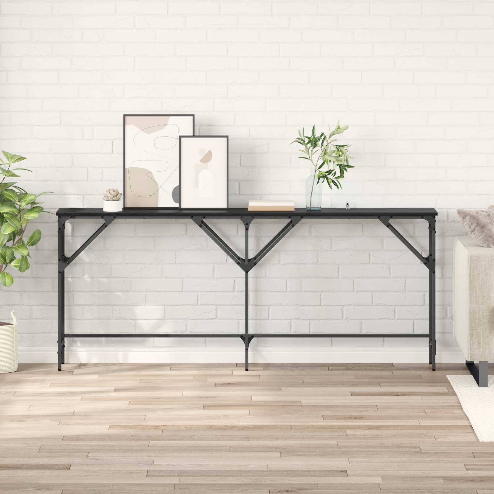 vidaXL Masă de consolă Stejar Negru 180 x 30 x 75 cm Lemn compozit