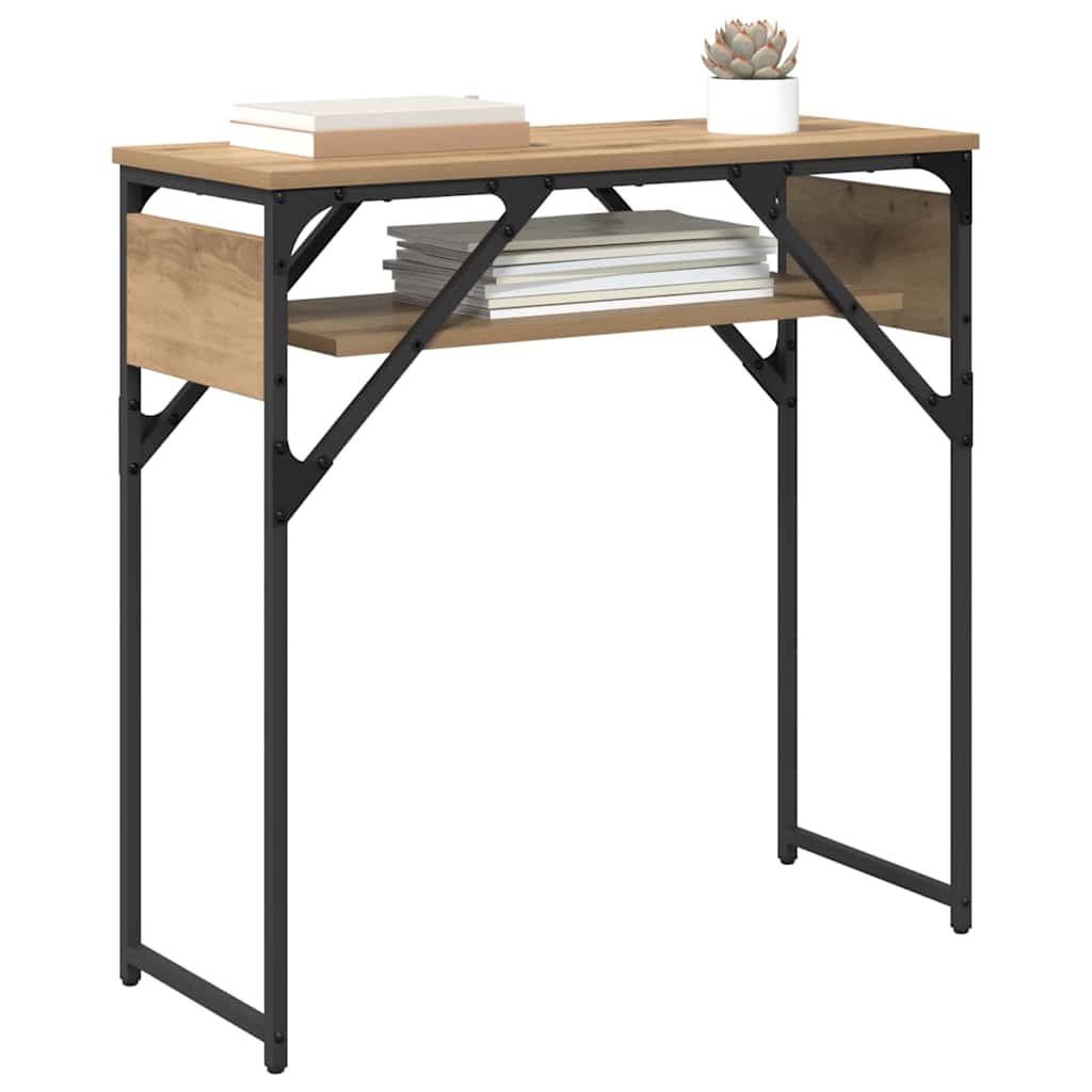 vidaXL Consoletafel artisanaal eikenkleurig 75x30x75cm Bewerkt hout
