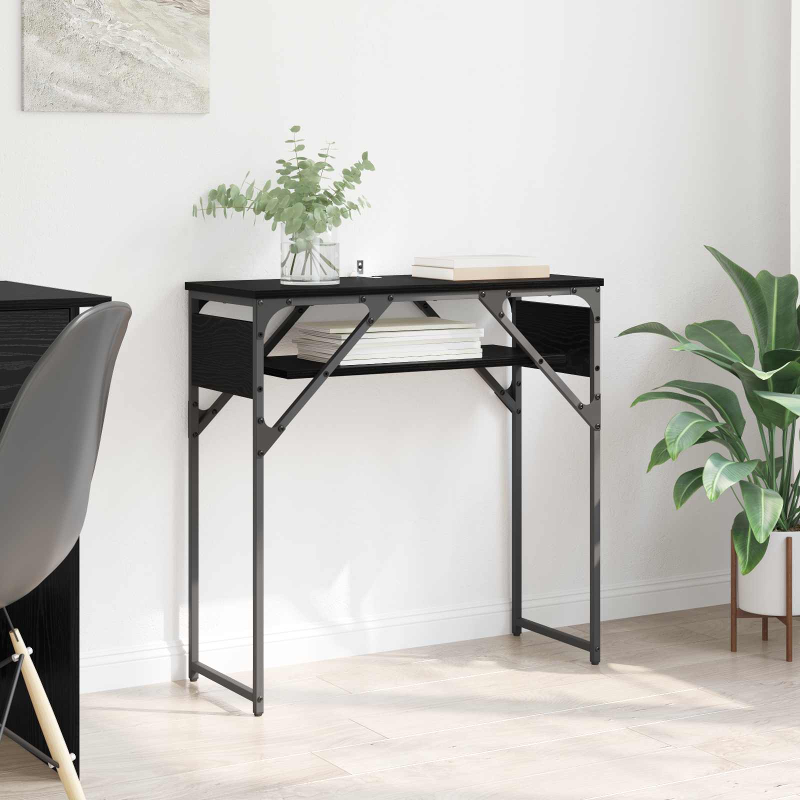 vidaXL MasaConsole Stejar Negru 75x30x75cm Lemn compozit