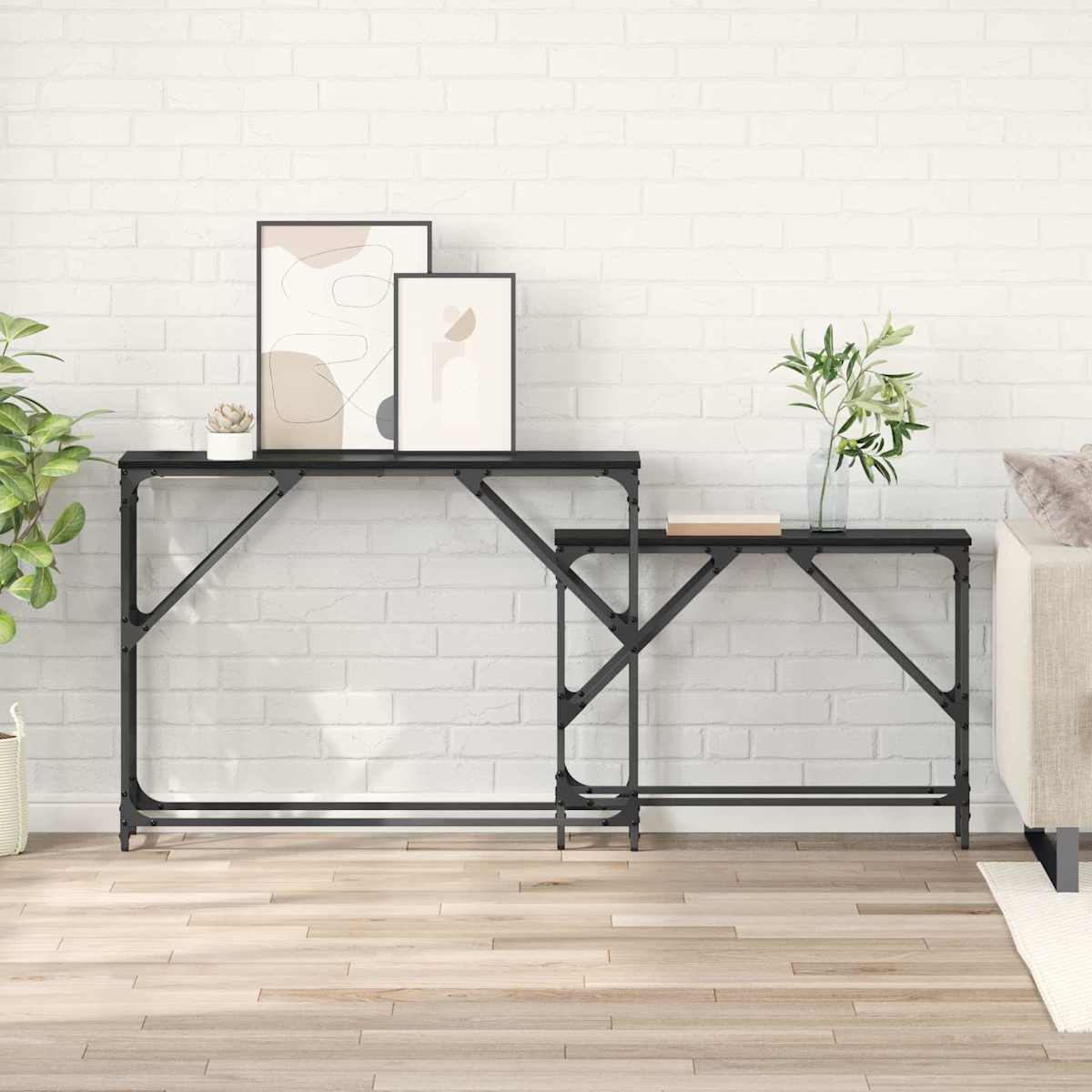 Konsolbord 2 stk. 100 x 28 x 75 cm Konstrueret træ