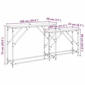 Konzolový stolek 2 pcs Černý dub 100 x 28 x 75 cm - obrázek 11