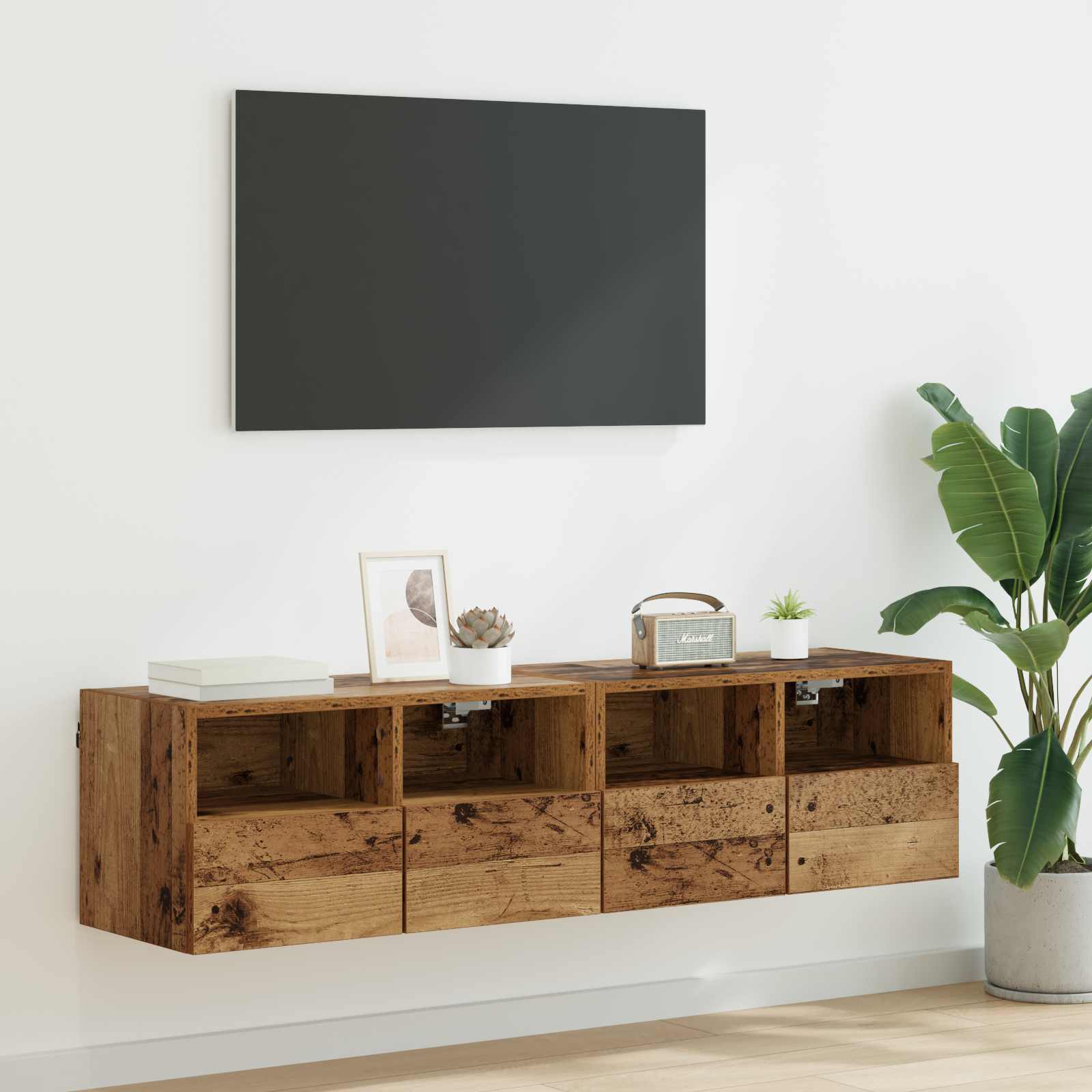 TV-seinähyllyt 2 pcs Vanha Puu 60 x 30 x 30 cm Tekninen puu