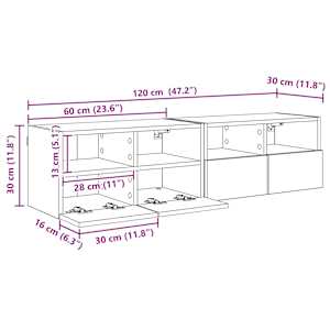 Skříňky na TV zeď Nástěnný 2 pcs Artisanový dub 60 x 30 x 30 cm - obrázek 14