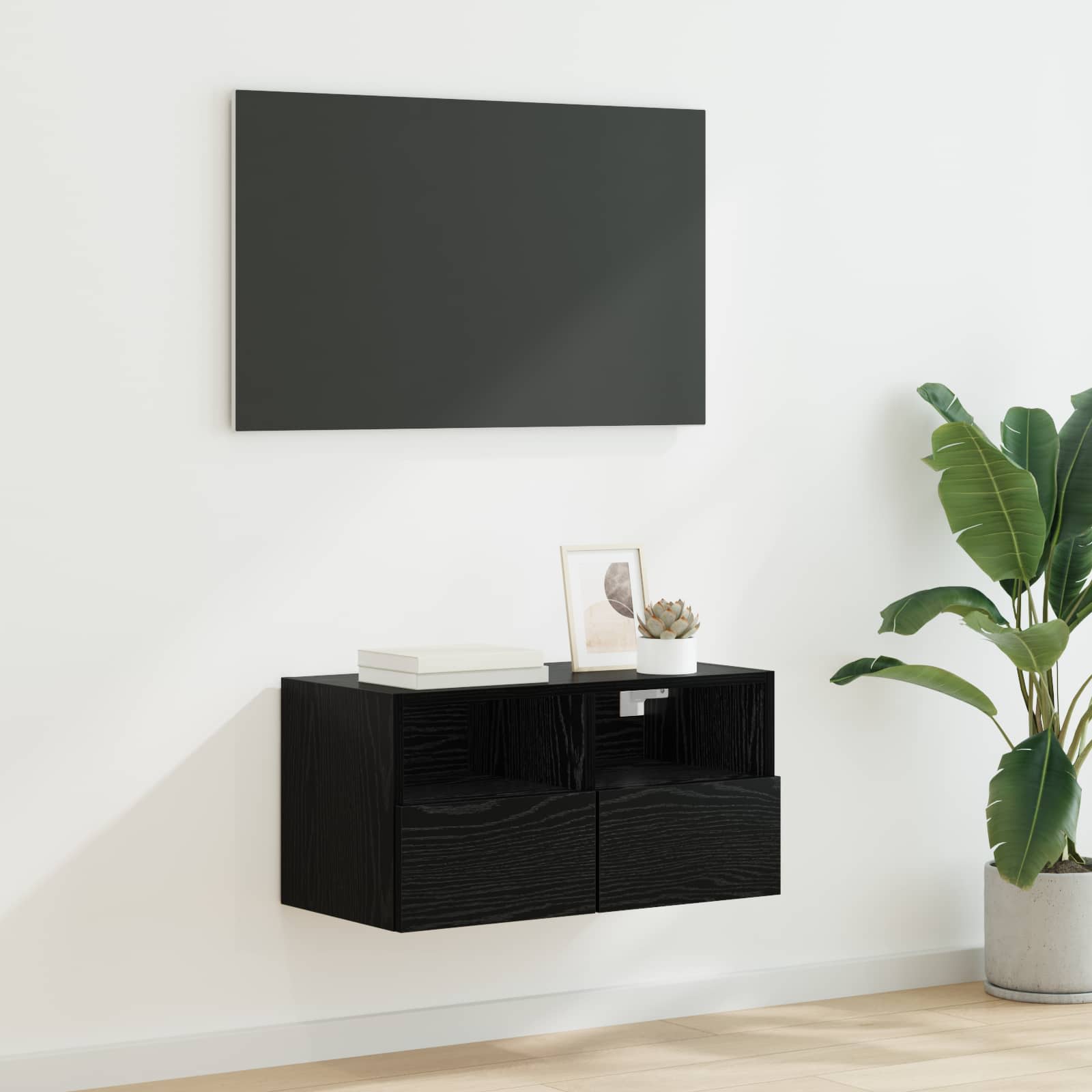 TV-seinäkaappi Musta tammi. 60 x 30 x 30 cm Tekninen puu