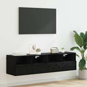 TV stene 2 pcs Črna Orehovina 60 x 30 x 30 cm Konstruiran les