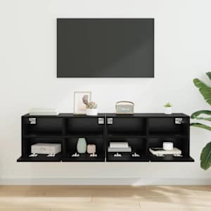 Skříňky na TV zeď Nástěnný 2 pcs Černý dub 60 x 30 x 30 cm - obrázek 4