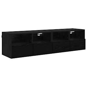 Skříňky na TV zeď Nástěnný 2 pcs Černý dub 60 x 30 x 30 cm - obrázek 2