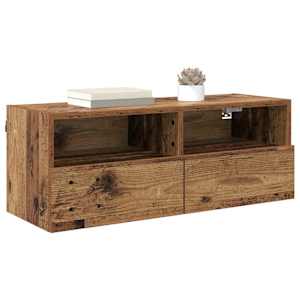 Skříňky na TV zeď Nástěnný 2 pcs Staré dřevo 80 x 30 x 30 cm - obrázek 3