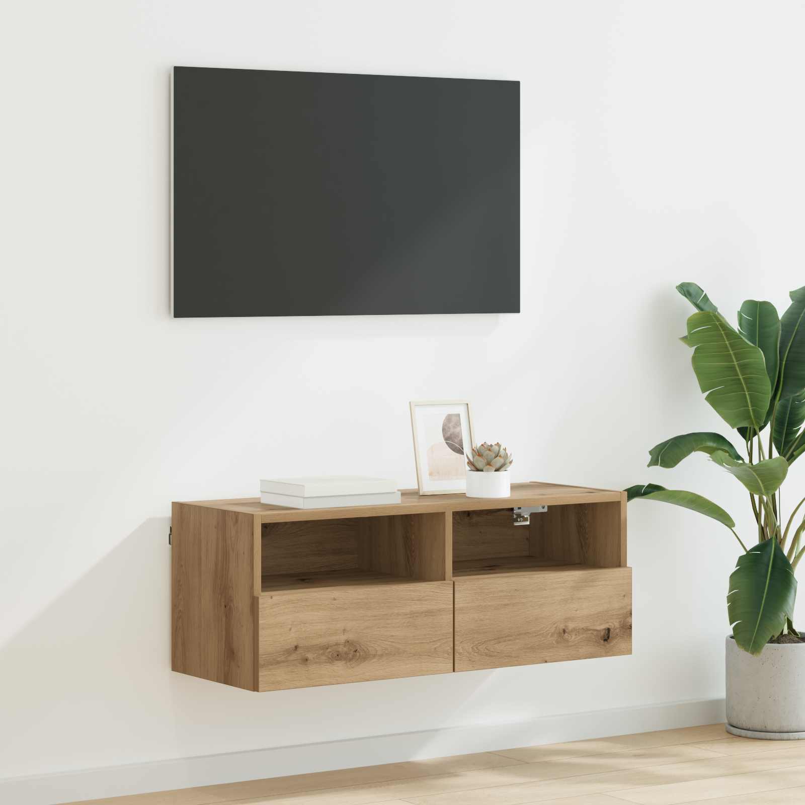 vidaXL Dulap TV de perete Pe perete Stejar Artizanal 80 x 30 x 30 cm