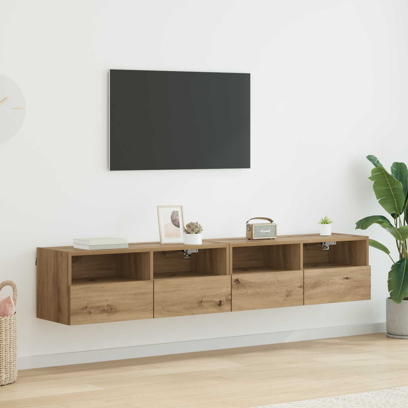 TV-seinähyllyt 2 pcs Artisan tammi 80 x 30 x 30 cm Tekninen puu
