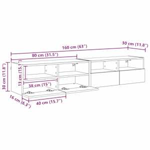 Skříňky na TV zeď Nástěnný 2 pcs Artisanový dub 80 x 30 x 30 cm - obrázek 13