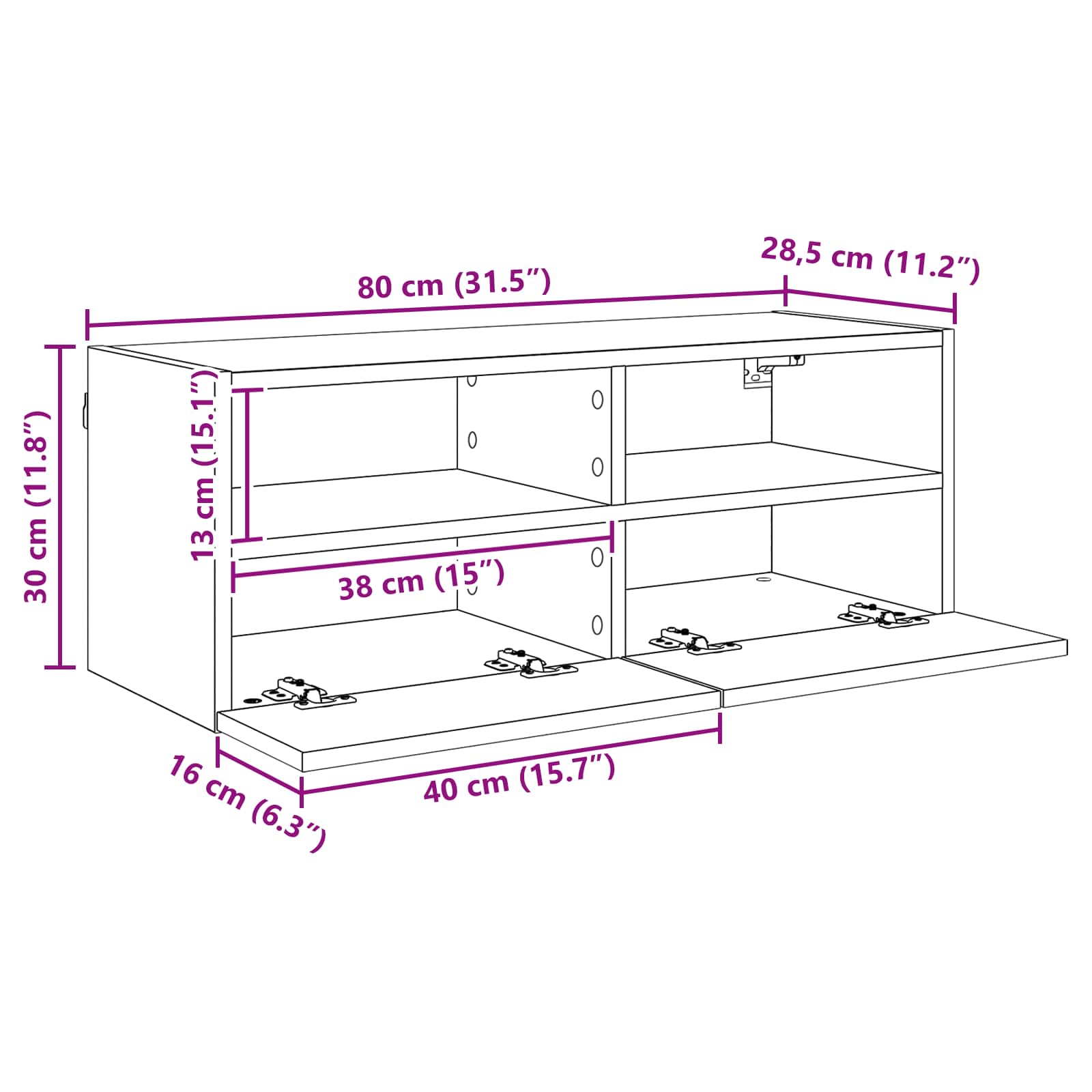 TV wall cabinet Černý dub 80 x 30 x 30 cm kompozitní dřevo - obrázek 13