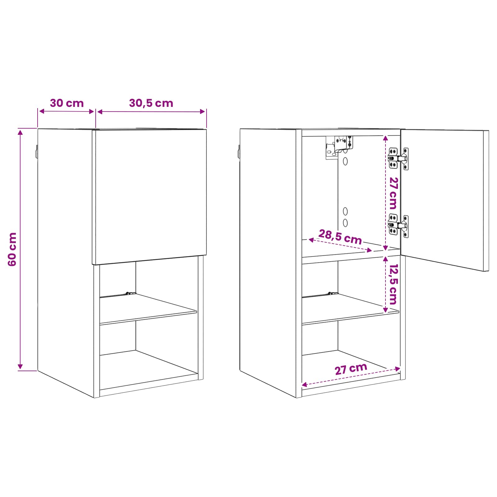 Wall mounted TV Cabinets size guide