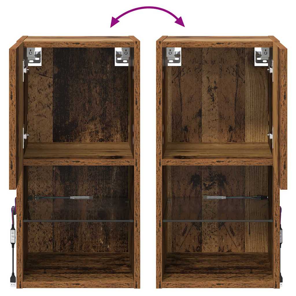 Nástěnné TV skříně s LED 2 pcs Staré dřevo 30,5 x 30 x 60 cm - obrázek 14