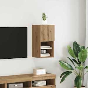 Nástěnná TV skříň s LED Artisanový dub 30,5 x 30 x 60 cm - obrázek 1