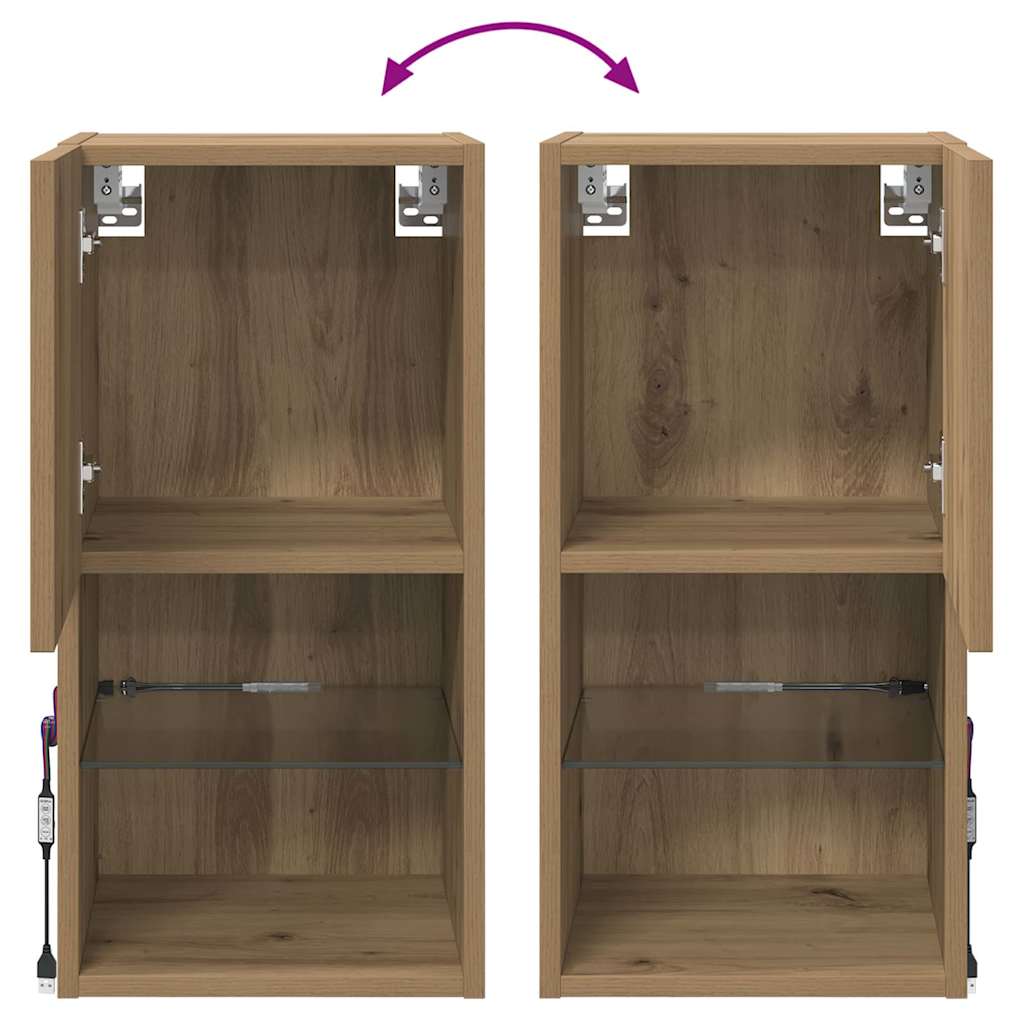 Nástěnné TV skříně s LED 2 pcs Artisanový dub 30,5 x 30 x 60 cm - obrázek 14
