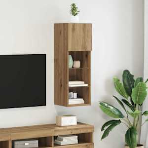 Nástěnná TV skříň s LED Artisanový dub 30,5 x 30 x 90 cm - obrázek 1