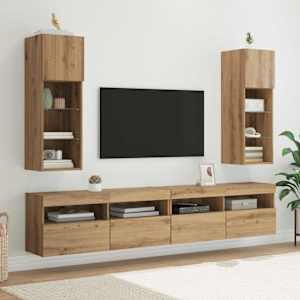 Nástěnná TV skříň s LED Artisanový dub 30,5 x 30 x 90 cm - obrázek 6