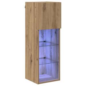 Nástěnná TV skříň s LED Artisanový dub 30,5 x 30 x 90 cm - obrázek 2