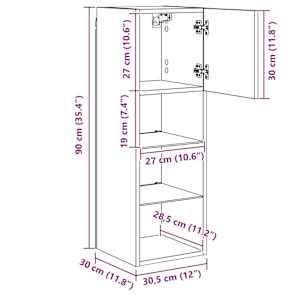Nástěnná TV skříň Černý dub 30,5 x 30 x 90 cm kompozitní dřevo - obrázek 17