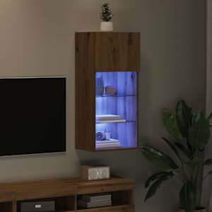 Nástěnná TV skříň s LED Artisanový dub 40,5 x 30 x 90 cm - obrázek 5