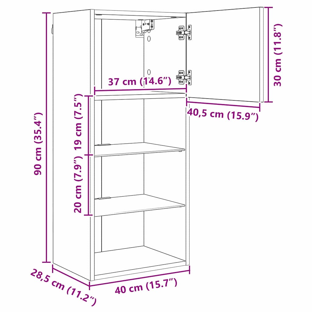 Nástěnné TV skříně 2 pcs Artisanový dub 40,5 x 30 x 90 cm - obrázek 16