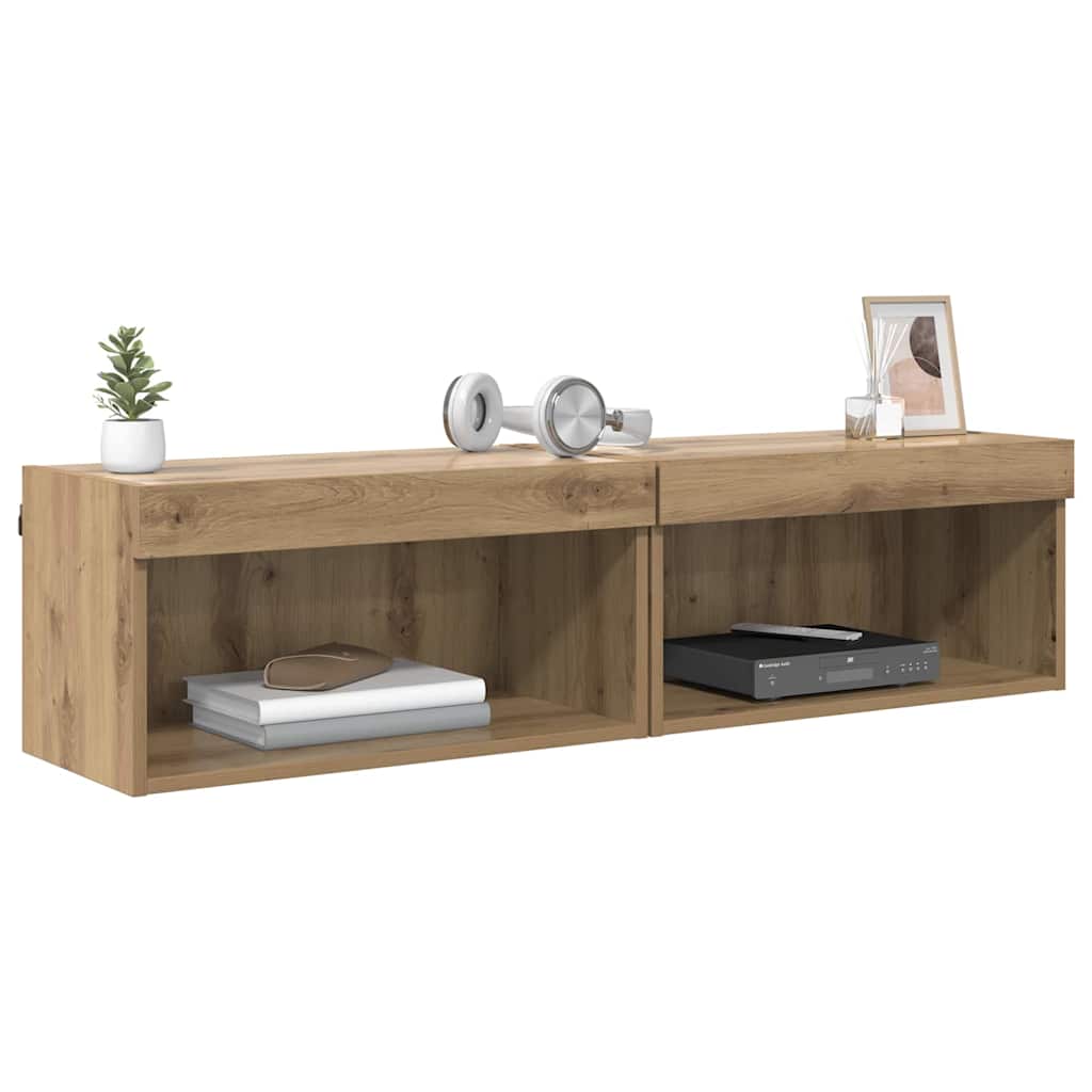 vidaXL TV-kasten 2 pcs Artisan Eiken 60 x 30 x 30 cm Bewerkt hout