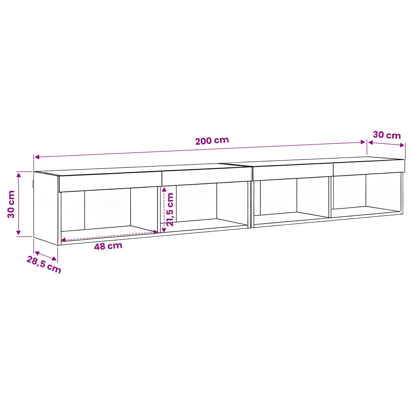 TV wall cabinet Černý dub 100 x 30 x 30 cm kompozitní dřevo - obrázek 14