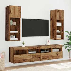Skříňky na TV zeď s LED 2 pcs Staré dřevo 40 x 30 x 40 cm - obrázek 7