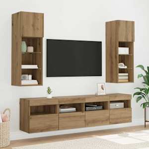 Skříňky na TV zeď s LED 2 pcs Artisanový dub 40 x 30 x 40 cm - obrázek 7