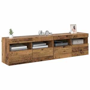Skříňky na TV zeď s LED 2 pcs Staré dřevo 80 x 30 x 40 cm - obrázek 3