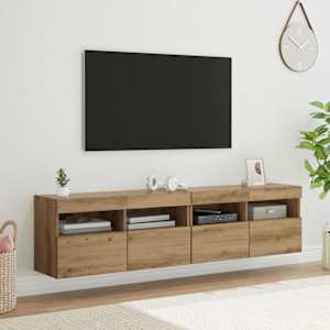 Skříňky na TV zeď s LED 2 pcs Artisanový dub 80 x 30 x 40 cm - obrázek 1