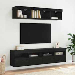Skříňky na TV zeď s LED 2 pcs Černý dub 80 x 30 x 40 cm - obrázek 6