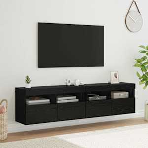 TV stene 2 pcs Črna Orehovina 80 x 30 x 40 cm Konstruiran les