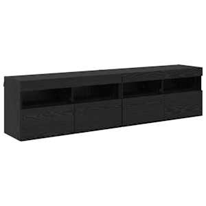 Skříňky na TV zeď s LED 2 pcs Černý dub 80 x 30 x 40 cm - obrázek 2