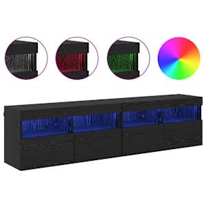 Skříňky na TV zeď s LED 2 pcs Černý dub 80 x 30 x 40 cm - obrázek 4