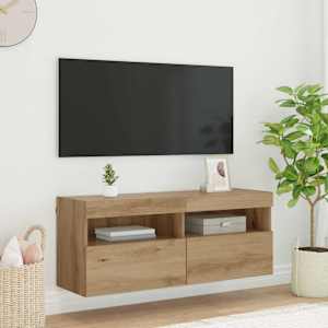 TV wall cabinet s LED Nástěnný Artisanový dub 100 x 30 x 40 cm - obrázek 1
