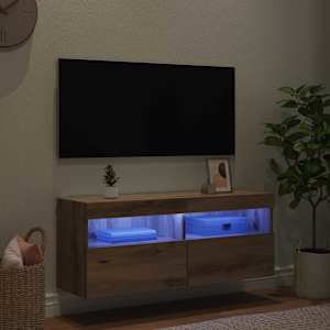 TV wall cabinet s LED Nástěnný Artisanový dub 100 x 30 x 40 cm - obrázek 5