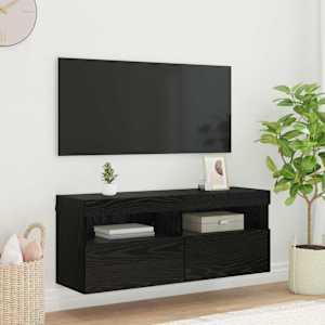 TV stenska omara Z LED Črna Orehovina 100 x 30 x 40 cm